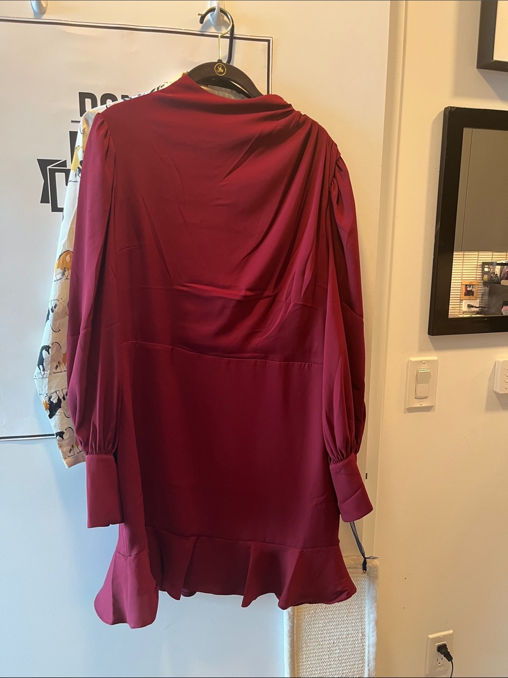 Express L vintage Long Sleeve Ruffle-Hem Dress